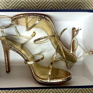 Textured platinum Stuart Weitzman heels